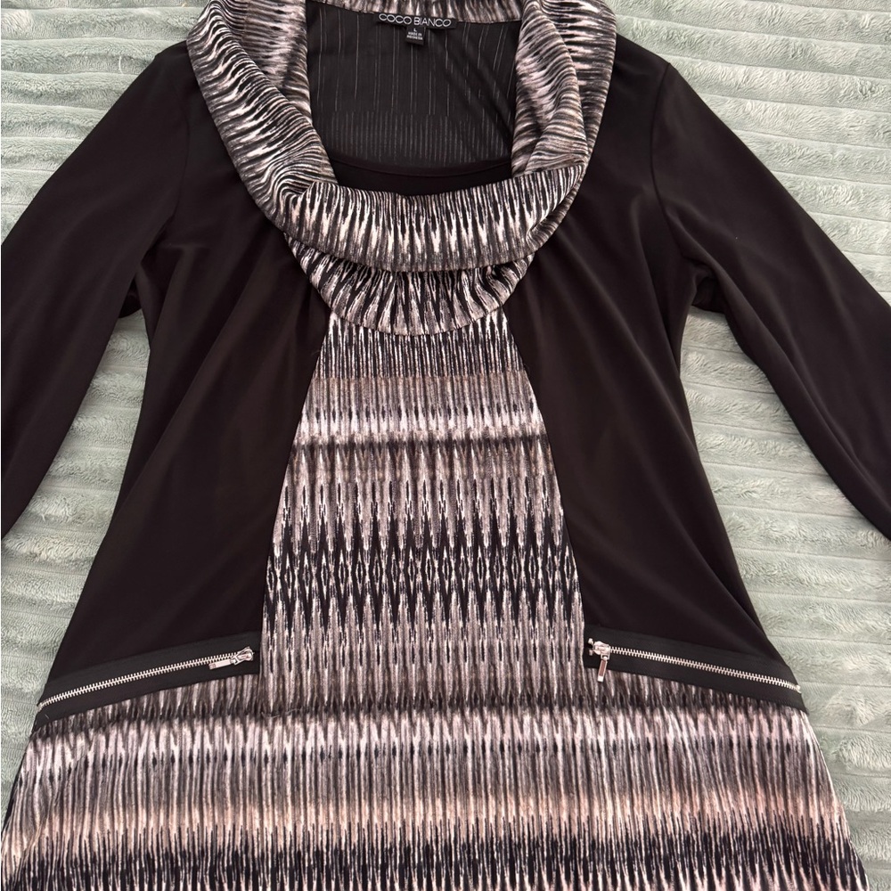 Coco Bianco Black and Silver Long Sleeve Dress